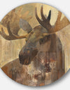 Into the Wild Gold Moose  - Farmhouse Metal Circle Wall Art