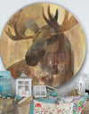 Into the Wild Gold Moose  - Farmhouse Metal Circle Wall Art