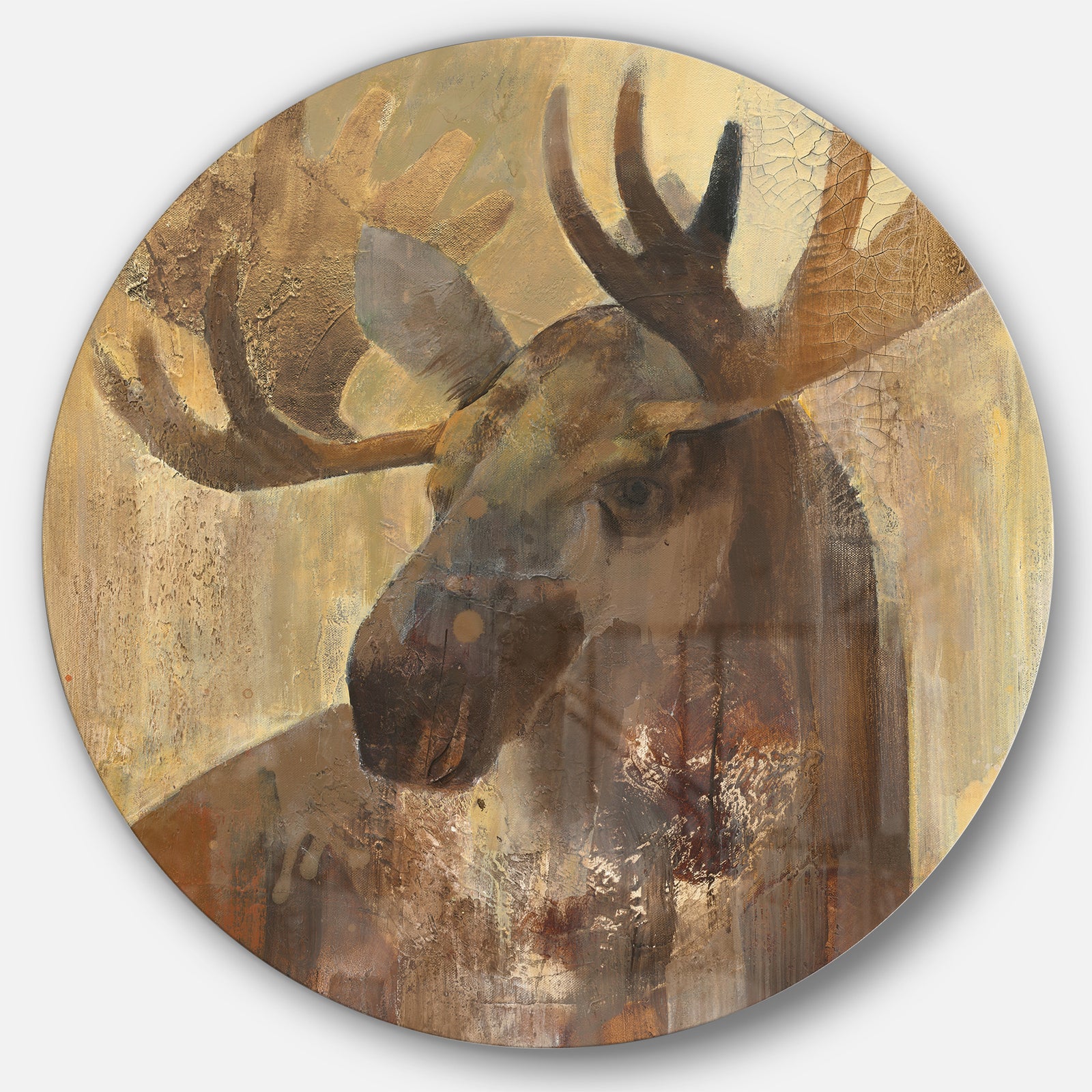 Into the Wild Gold Moose  - Farmhouse Metal Circle Wall Art