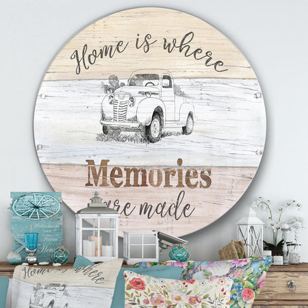 Farmhouse Moment Truck - Farmhouse Metal Circle Wall Art