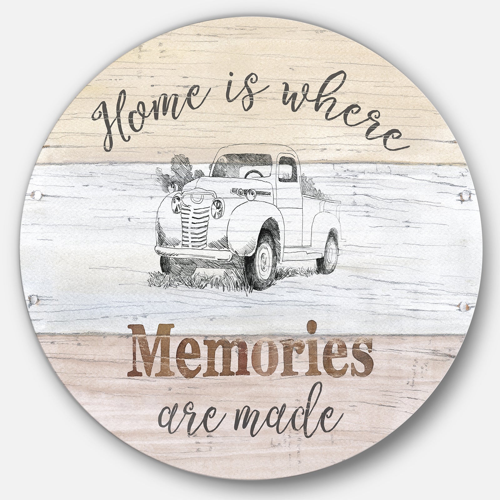 Farmhouse Moment Truck - Farmhouse Metal Circle Wall Art