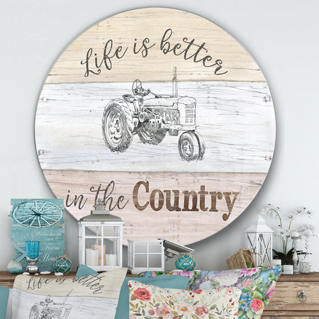 Farmhouse Moment Tractors - Farmhouse Metal Circle Wall Art