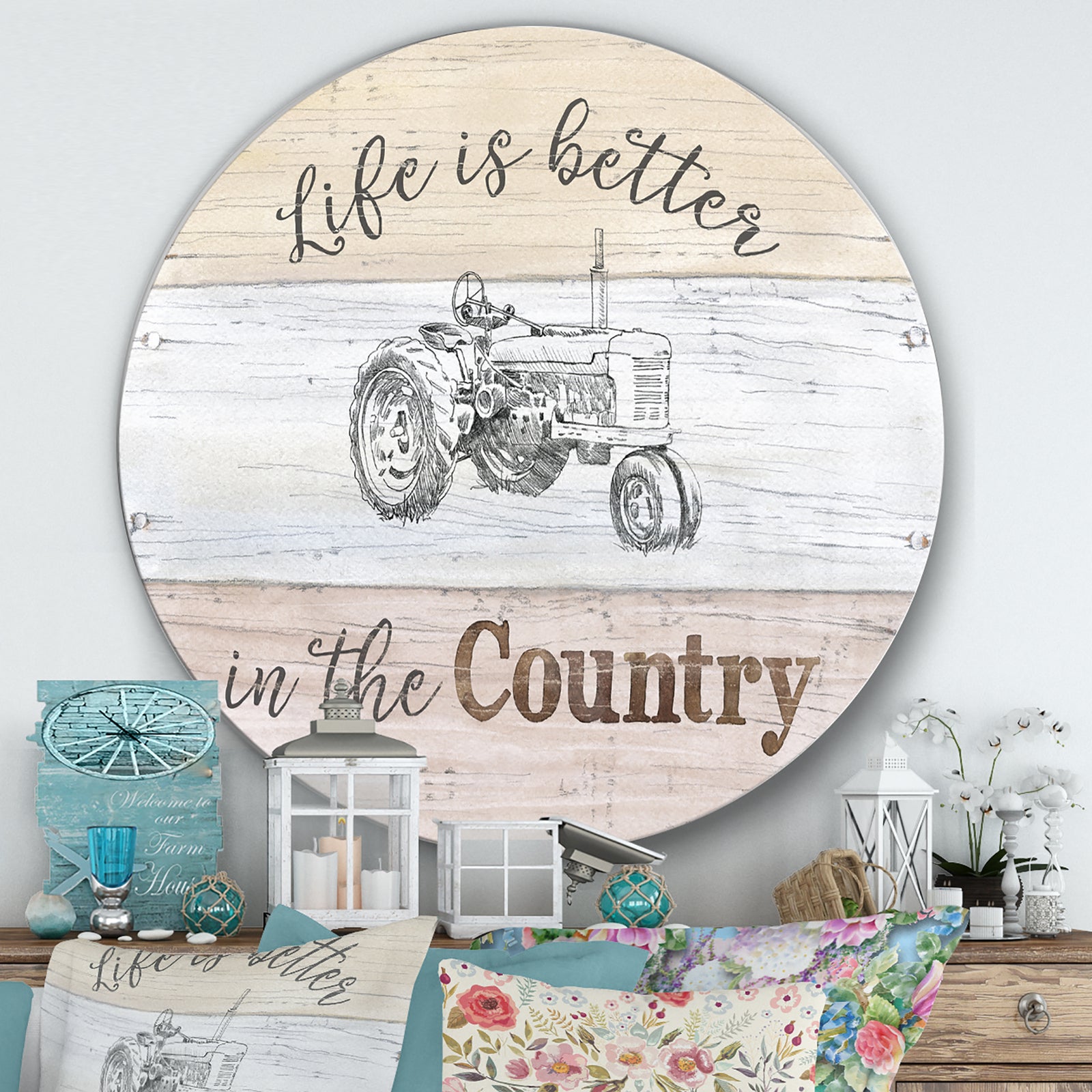 Farmhouse Moment Tractors - Farmhouse Metal Circle Wall Art