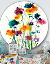 Porch & Den Indigo, Green And Yellow Watercolor - Farmhouse Metal Circle Wall Art