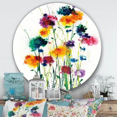 Porch & Den Indigo, Green And Yellow Watercolor - Farmhouse Metal Circle Wall Art