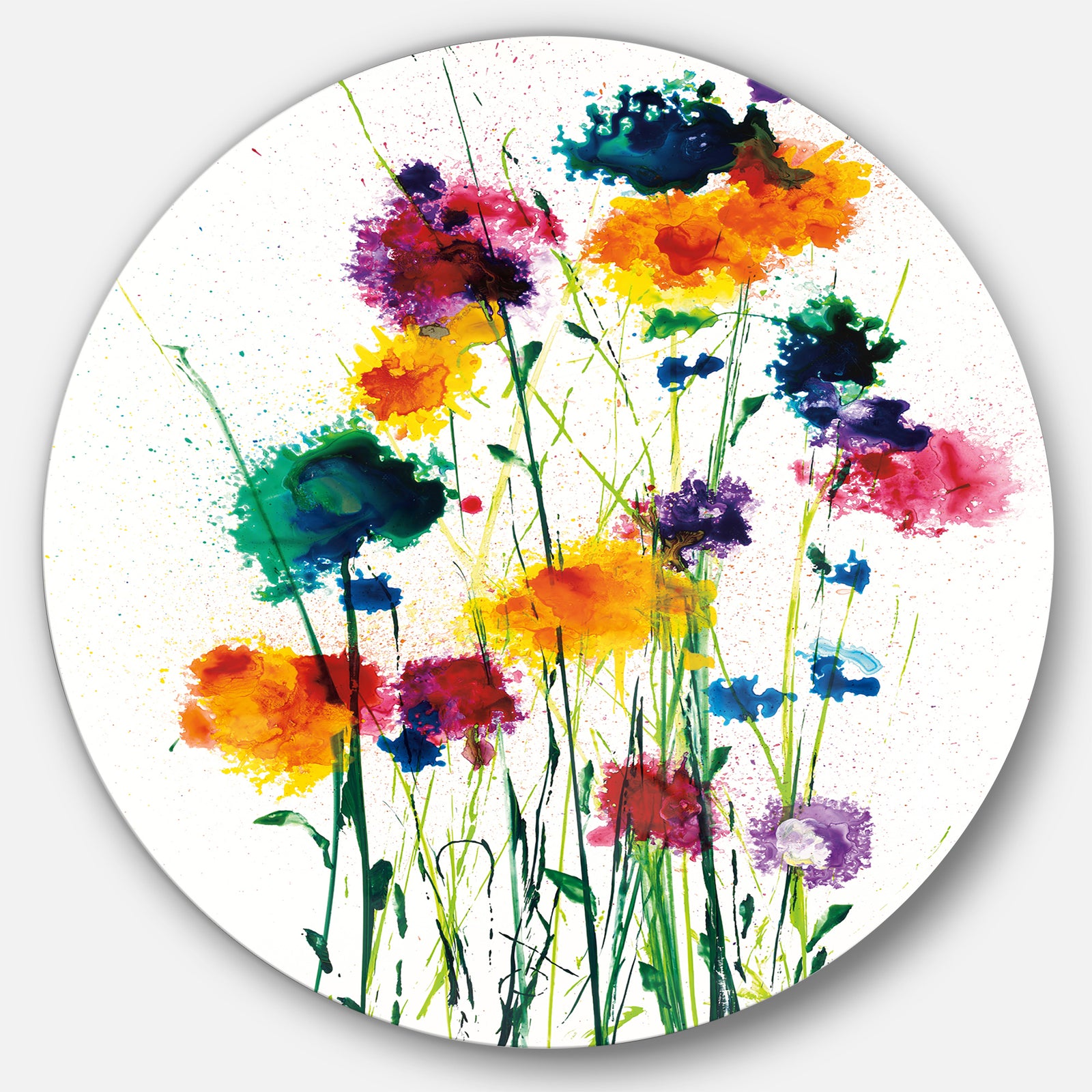 Porch & Den Indigo, Green And Yellow Watercolor - Farmhouse Metal Circle Wall Art