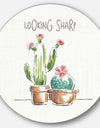 Desert Botanical Bloom I - Farmhouse Metal Circle Wall Art