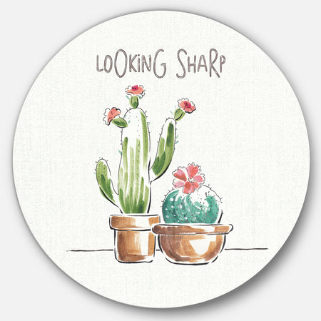 Desert Botanical Bloom I - Farmhouse Metal Circle Wall Art