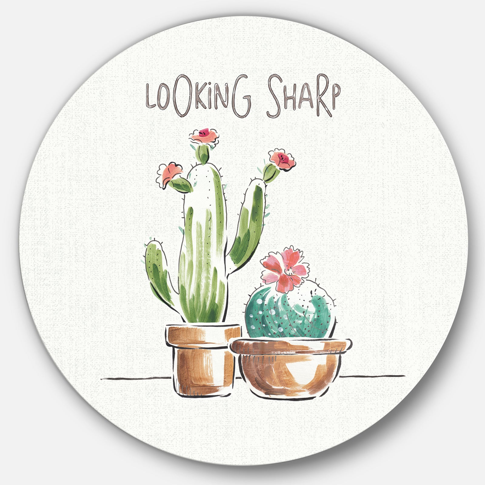 Desert Botanical Bloom I - Farmhouse Metal Circle Wall Art