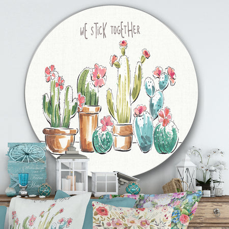 Desert Botanical Bloom III - Farmhouse Metal Circle Wall Art