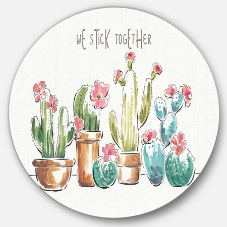 Desert Botanical Bloom III - Farmhouse Metal Circle Wall Art
