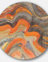 Abstract Gilded Orange Waves - Geometric Metal Circle Wall Art