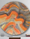 Abstract Gilded Orange Waves - Geometric Metal Circle Wall Art