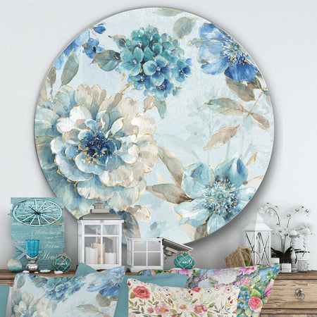 Indigold Watercolor Lovely bird IV - Farmhouse Metal Circle Wall Art