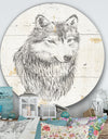 Wolf Wild and Beautiful III - Farmhouse Metal Circle Wall Art