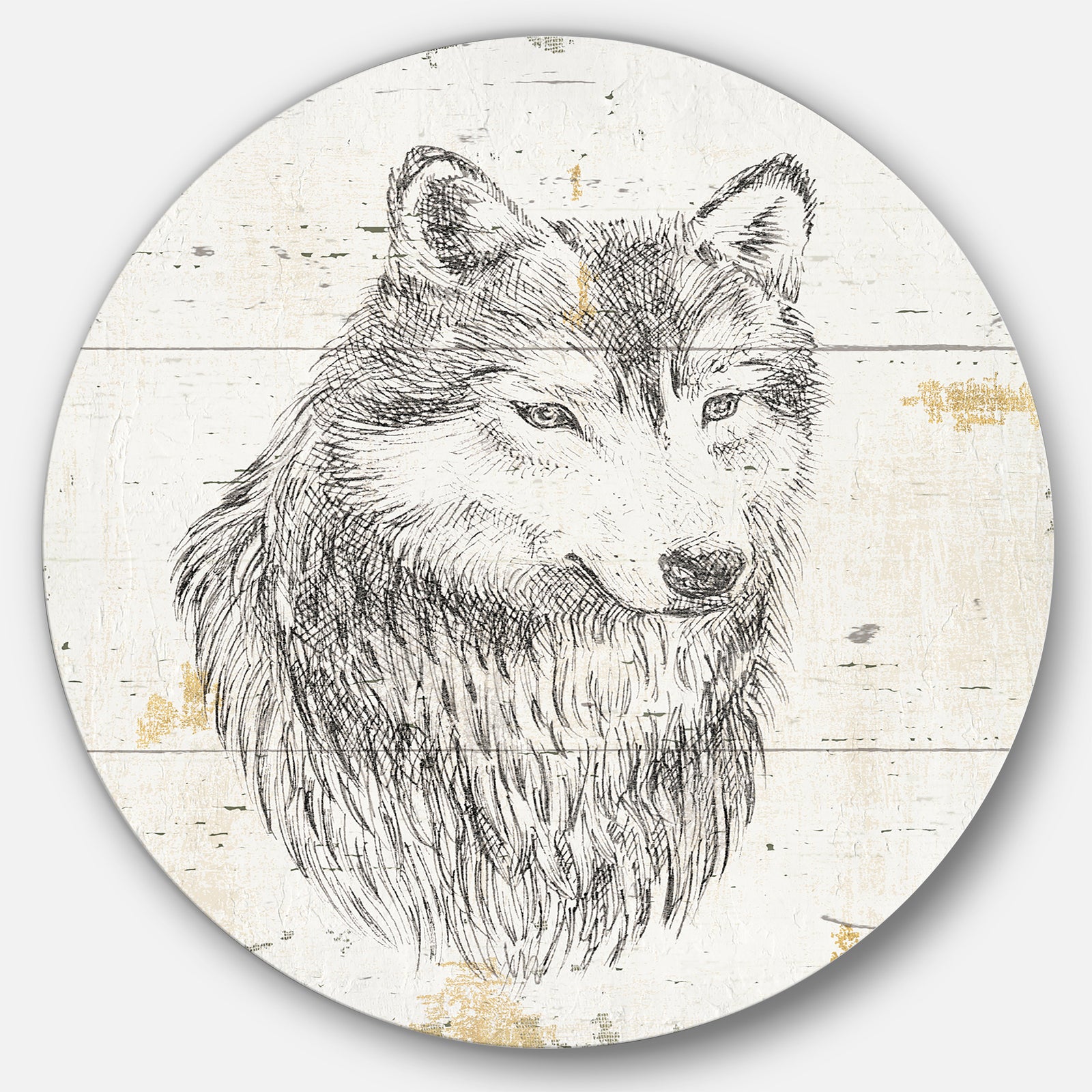 Wolf Wild and Beautiful III - Farmhouse Metal Circle Wall Art