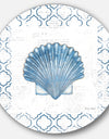 Navy Blue Scallop Shell  - Nautical & Coastal Metal Circle Wall Art