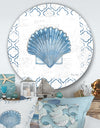 Navy Blue Scallop Shell  - Nautical & Coastal Metal Circle Wall Art