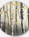 Golden Birch Forest IV - Farmhouse Metal Circle Wall Art