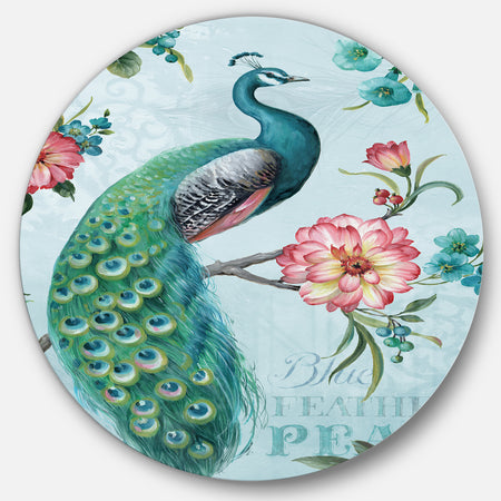 Peacock  - Farmhouse Metal Circle Wall Art