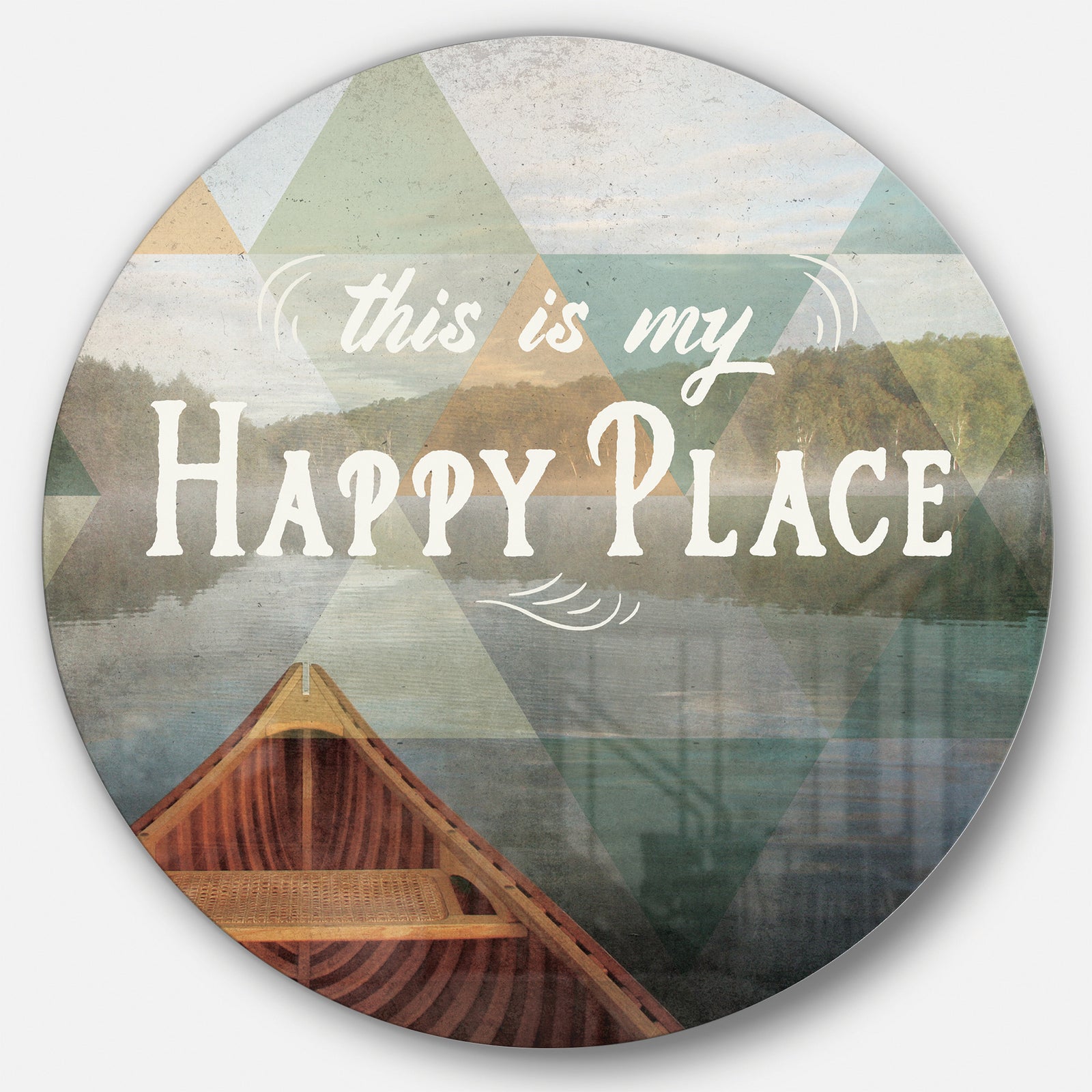 Lake House Happy Quote - Farmhouse Metal Circle Wall Art