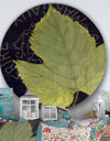 Porch & Den Handpainted Green Leaf On Black - Farmhouse Metal Circle Wall Art