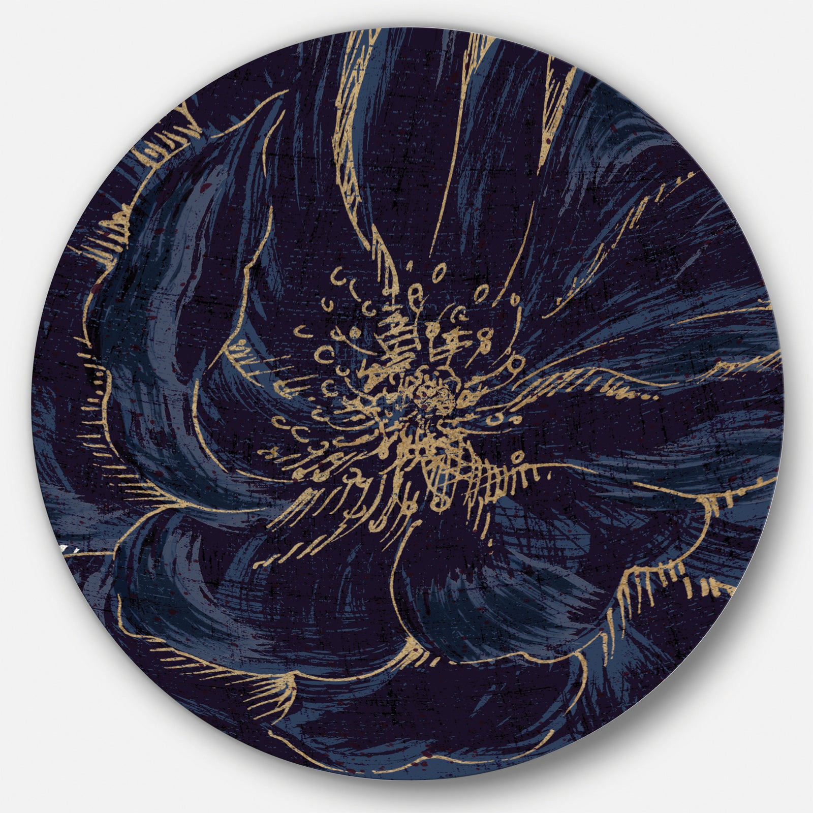Dark Rose Gilded Gold - Shabby Chic Metal Circle Wall Art