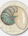 Seastar and Blue Sea Shell I - Nautical & Coastal Metal Circle Wall Art