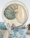 Seastar and Blue Sea Shell I - Nautical & Coastal Metal Circle Wall Art