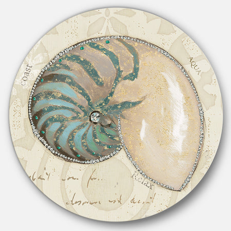 Seastar and Blue Sea Shell I - Nautical & Coastal Metal Circle Wall Art
