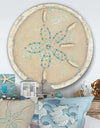 Seastar and Blue Sea Shell II - Nautical & Coastal Metal Circle Wall Art