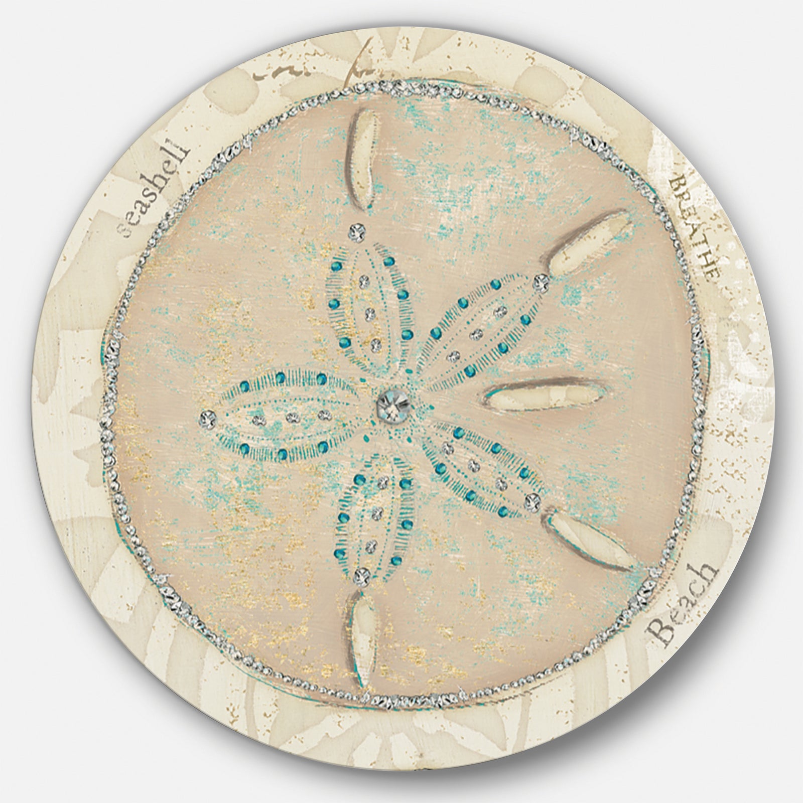 Seastar and Blue Sea Shell II - Nautical & Coastal Metal Circle Wall Art