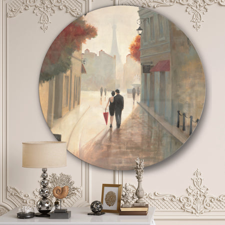 Paris Romance Couples II - French Country Metal Circle Wall Art