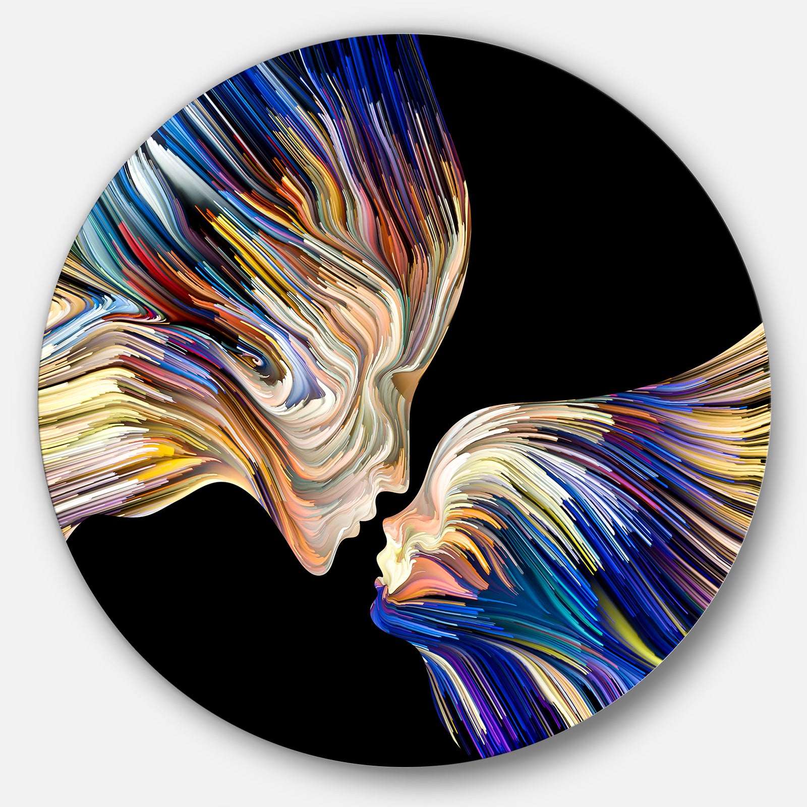 Metaphorical Mind Painting - Sensual Glossy Circle Metal Wall Art