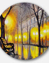 Empty Autumn Street - Landscape Glossy Metal Wall Art