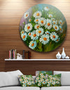 Heavily Textured Daisies Art - Floral Glossy Large Disk Metal Wall Art