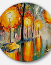 Street in Autumn - Landscape Glossy Large Disk Metal Wall Art