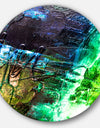 Green, Blue Abstract Structure - Abstract Glossy Large Disk Metal Wall Art