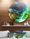 Green, Blue Abstract Structure - Abstract Glossy Large Disk Metal Wall Art