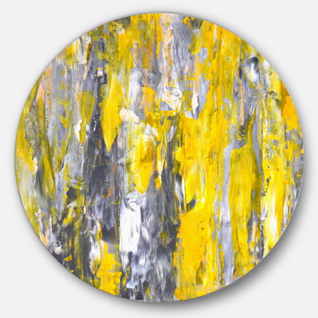 Grey and Yellow Abstract Pattern - Abstract Glossy Large Circle Metal Wall Art