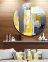 Grey and Yellow Blur Abstract - Abstract Glossy Large Circle Metal Wall Art
