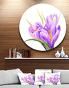 Crocuses in White Background - Floral Glossy Large Disk Metal Wall Art