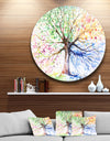 Four Seasons Tree - Floral Glossy Large Disk Metal Wall Art