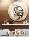 American Indian Illustration - Portrait Glossy Large Disk Metal Wall Art