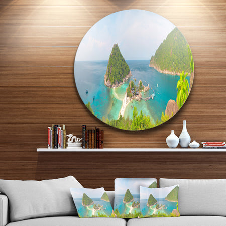 Tropical Island Panorama - Landscape Photo Aluminum Circle Wall Art