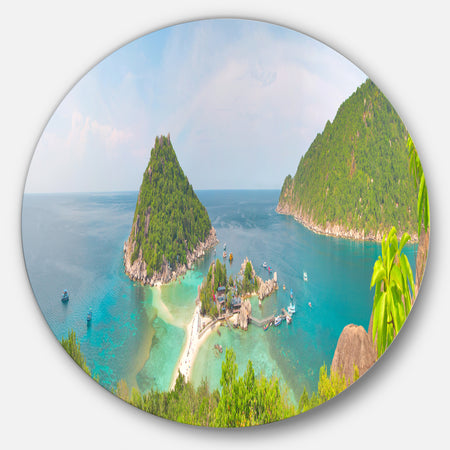 Tropical Island Panorama - Landscape Photo Aluminum Circle Wall Art