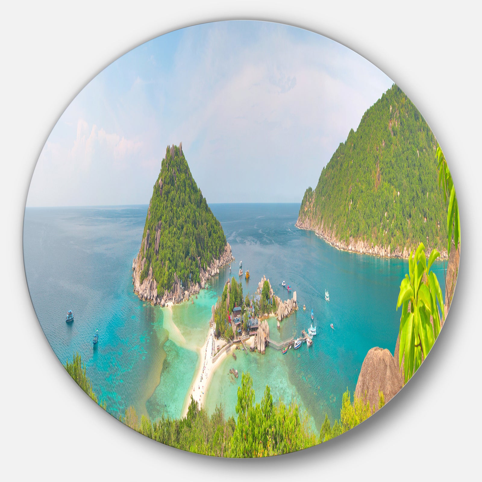 Tropical Island Panorama - Landscape Photo Aluminum Circle Wall Art