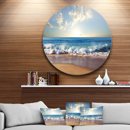 Sea Sunset - Seascape Photography Round Metal Wall Art