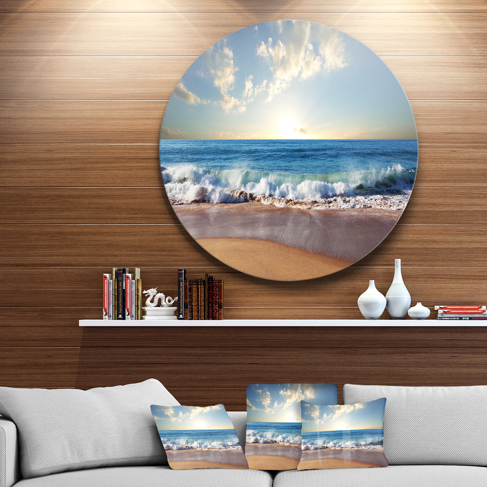Sea Sunset - Seascape Photography Round Metal Wall Art