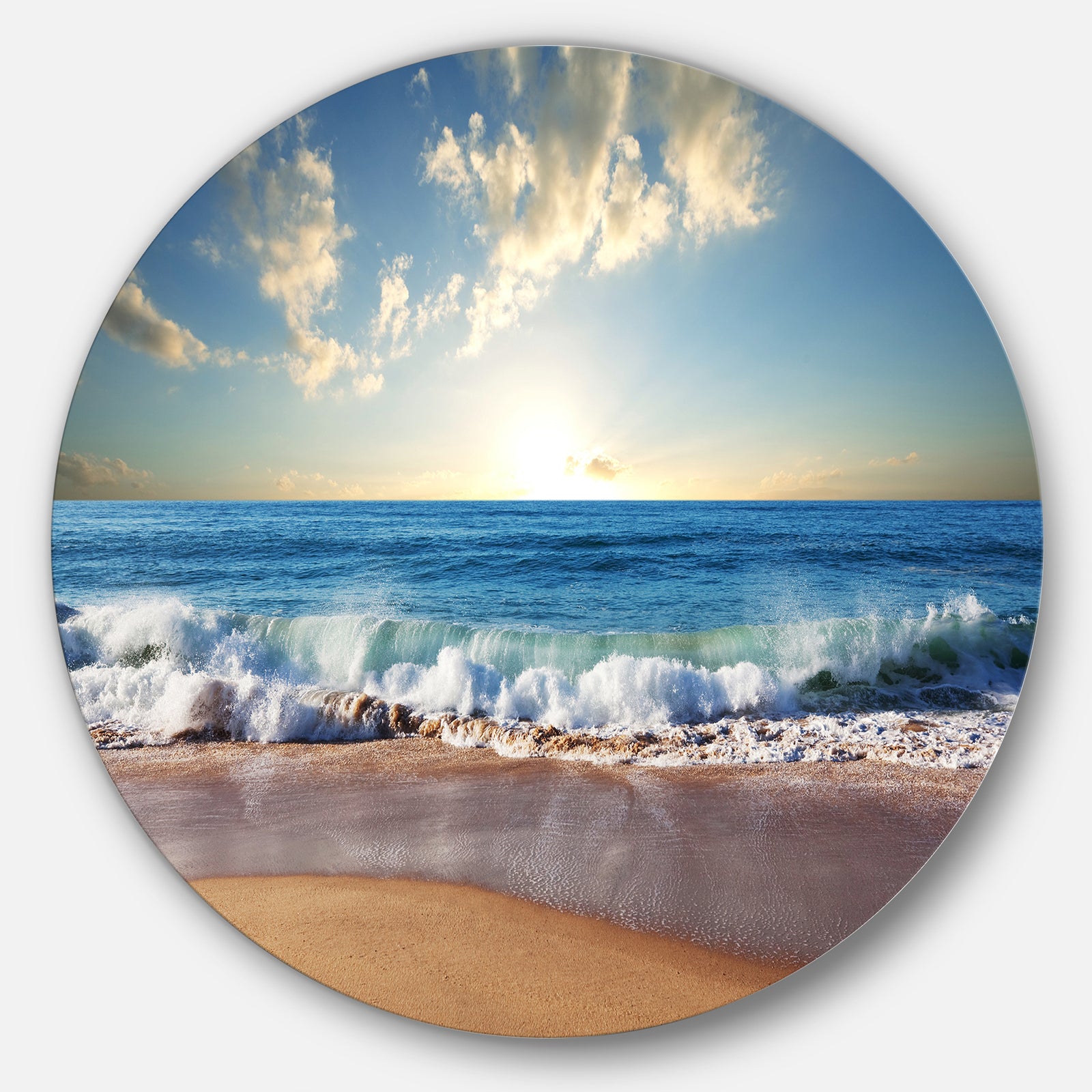 Sea Sunset - Seascape Photography Round Metal Wall Art
